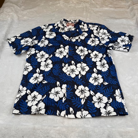 RJC Other - RJC Hawaiian Shirt Mens XL Blue White Hibiscus Floral Cotton Aloha Made in USA